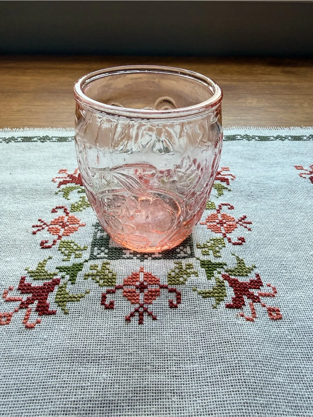 Vintage 1930s Bedside Tumble Up Pink Depression Glass